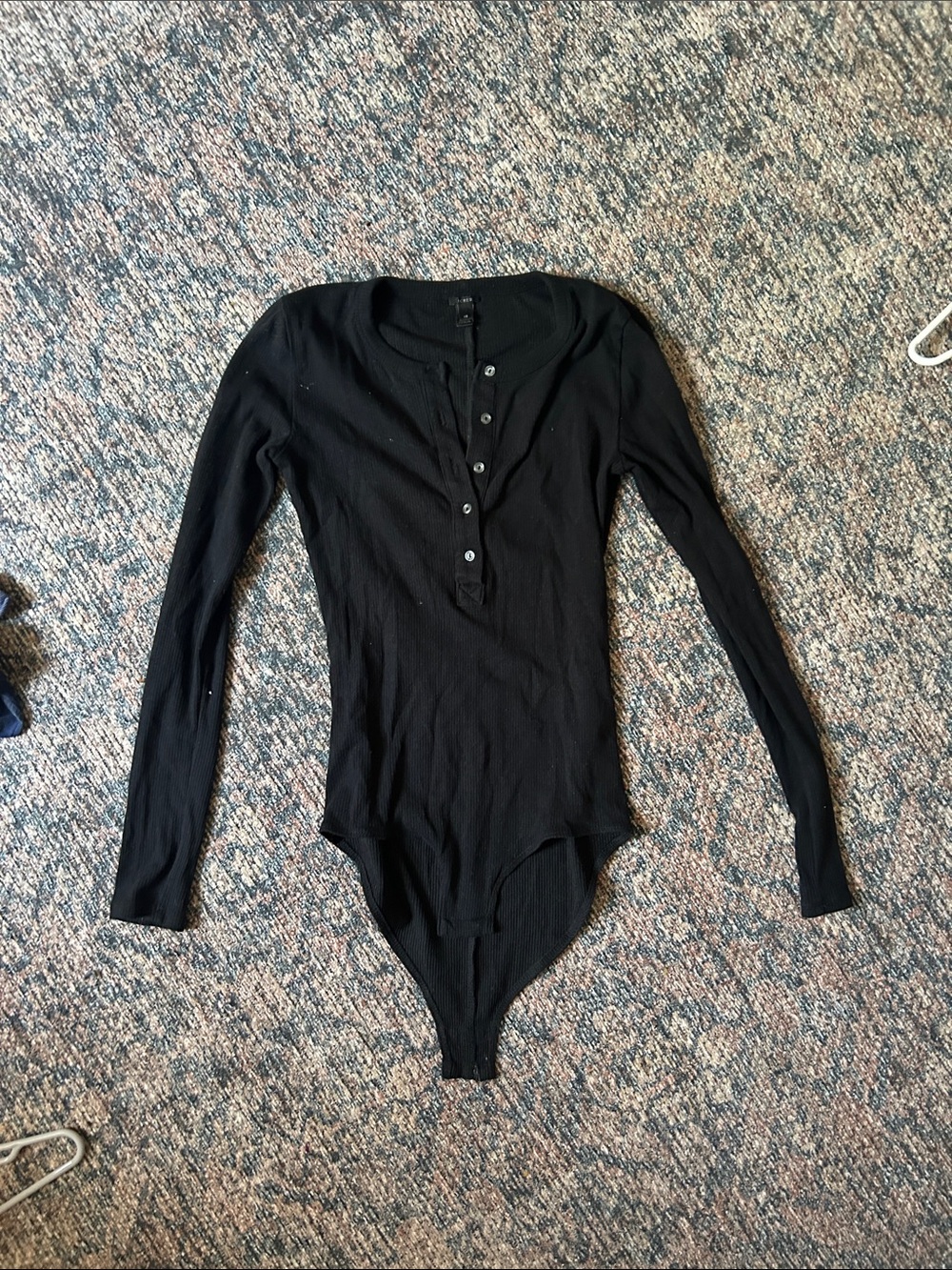 J crew Black Long Sleeve Henley Bodysuit